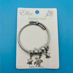 Silver Tone Turtle Charm Bracelet